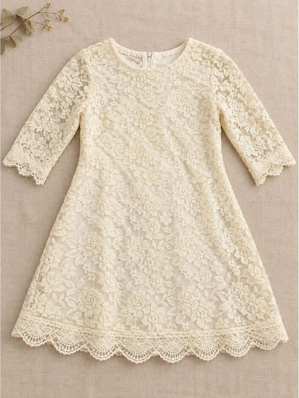 April Girl Girls' Ivory Lace Dress Size 120